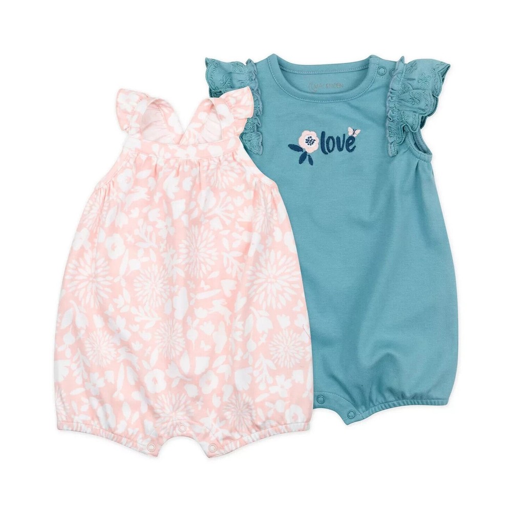 NWT MAC & MOON 2-Pack Organic Cotton Romper in Bunny Print, Size: 18 Months